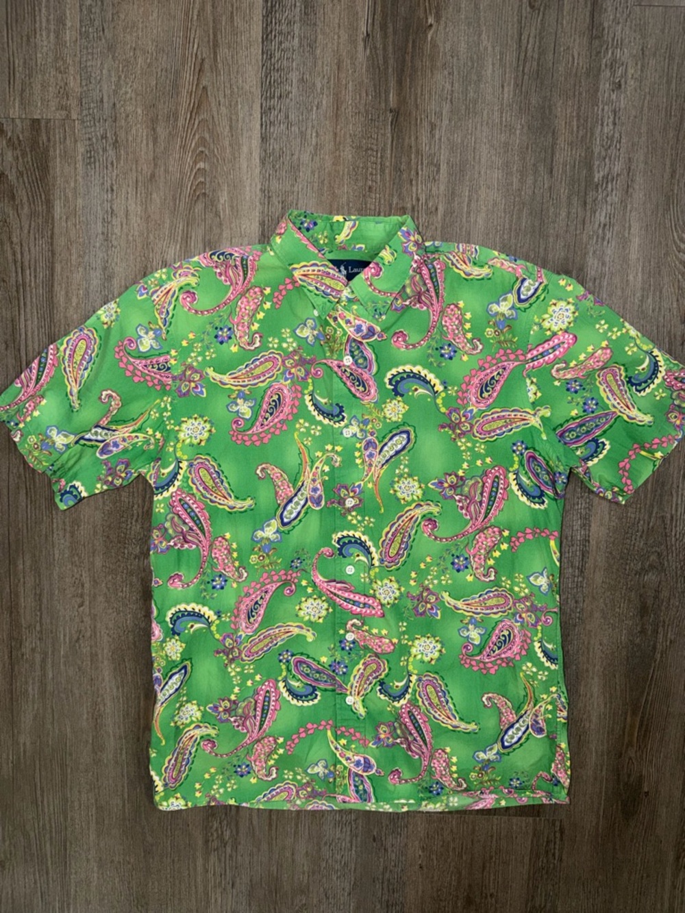 Vintage Ralph Lauren green paisley button down shirt